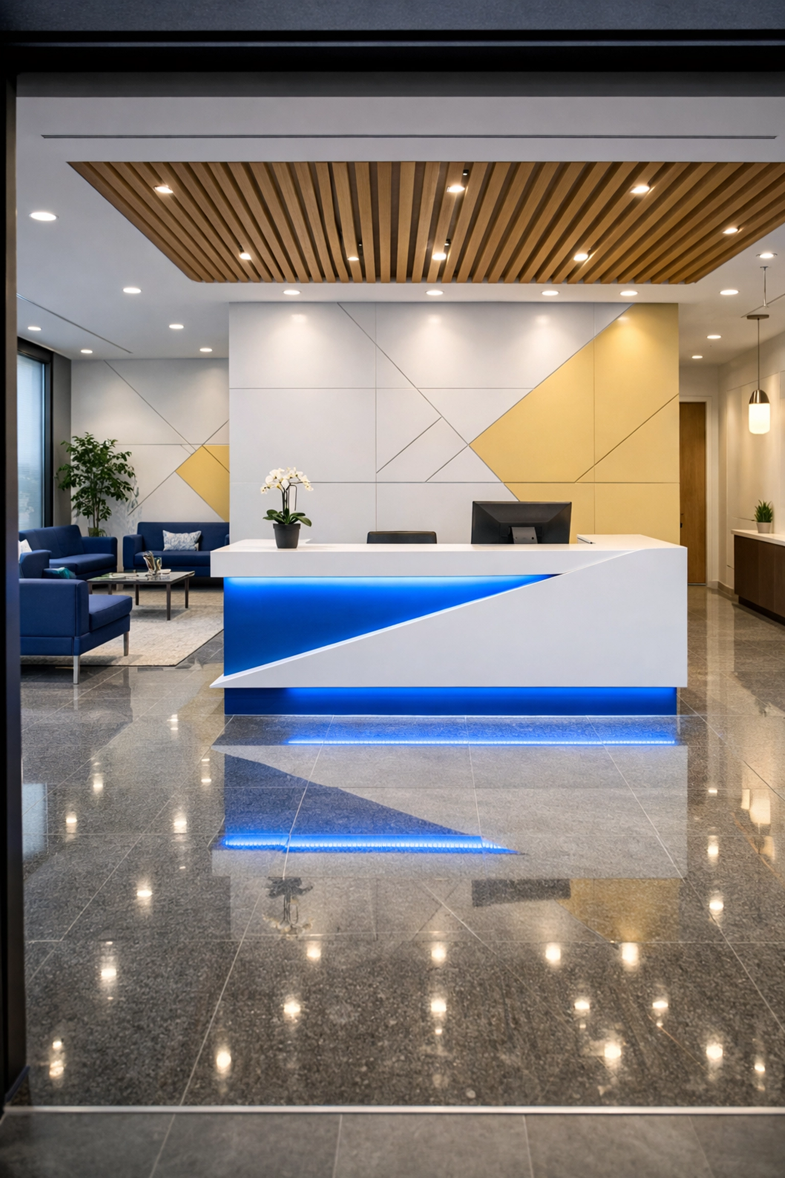 Amazing business lobby entrance in Worcester maintained to high standards by janitorial services Worcester MA.