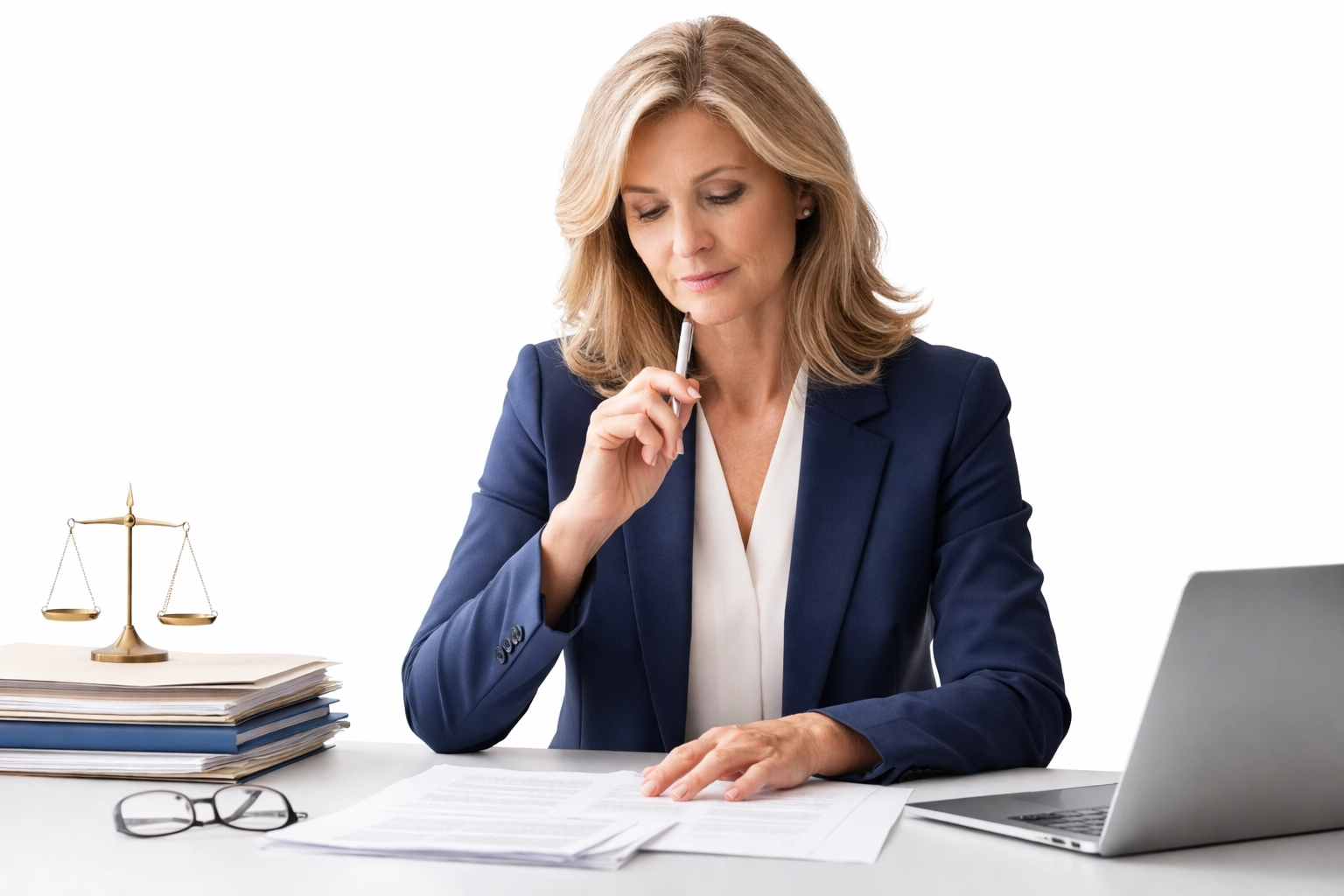 Middle-aged woman reviewing probate documents before selling inherited house in Florida