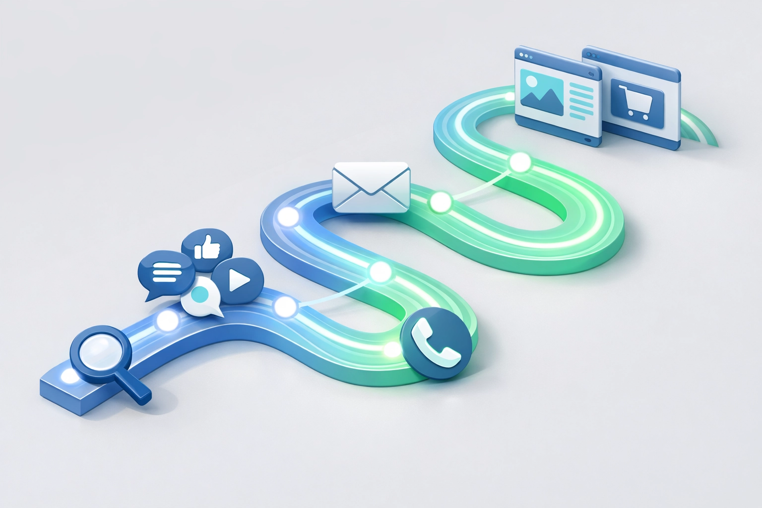 Patient journey map showing multiple marketing touchpoints from initial search to admission call