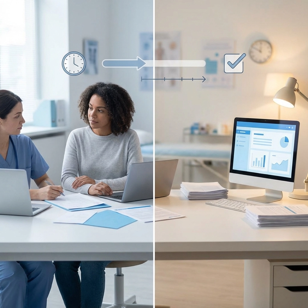 Timeline illustrating 60-minute rollout of Smart Admissions DD214 automation from setup to go-live