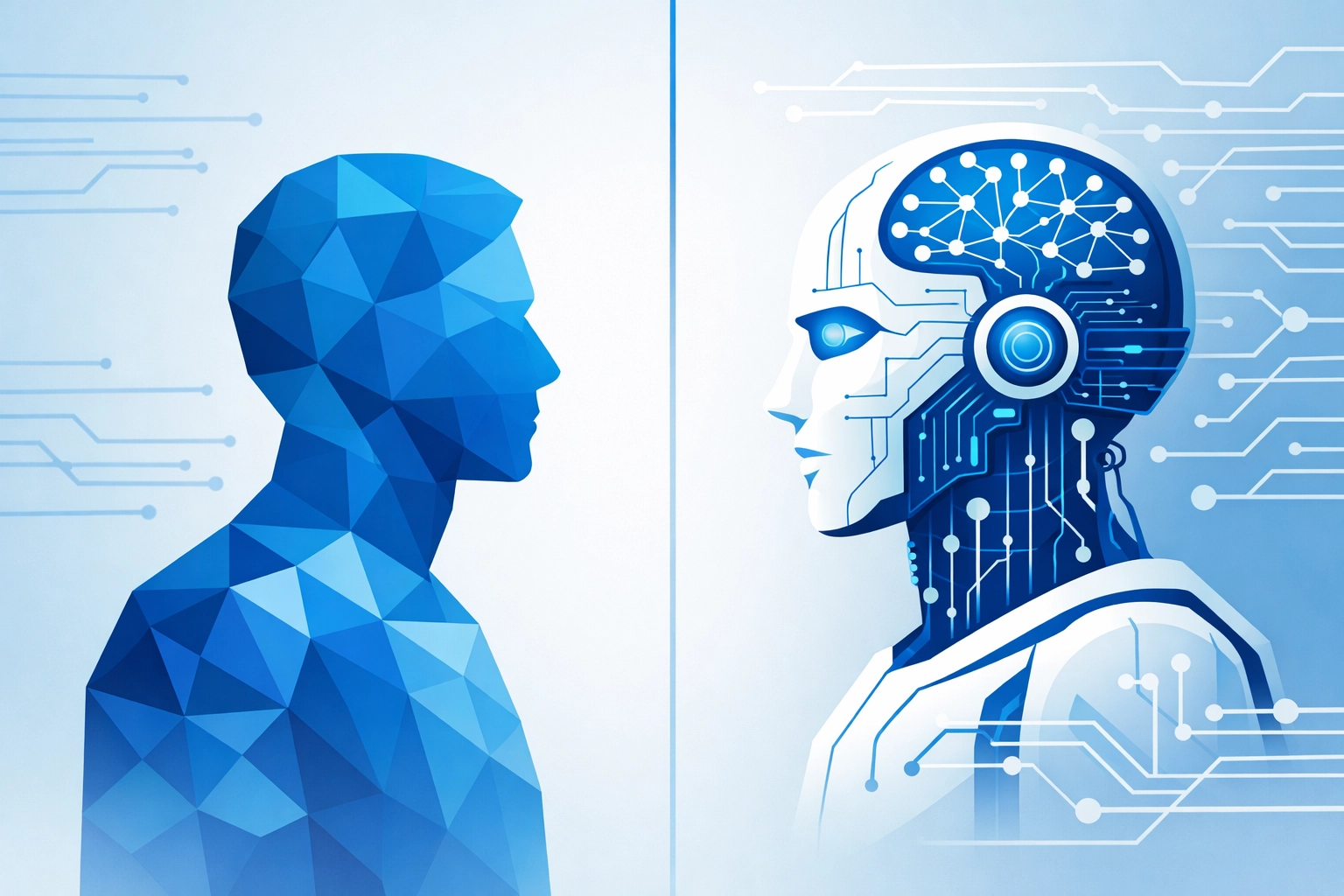 AI-powered cyberattacks versus human cybersecurity defenders illustration