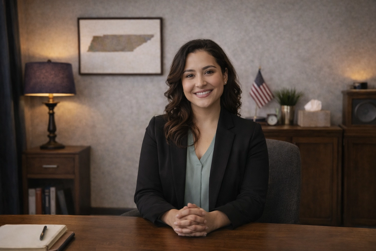 A professional office space with Tennessee state art, representing local licensed therapy services.