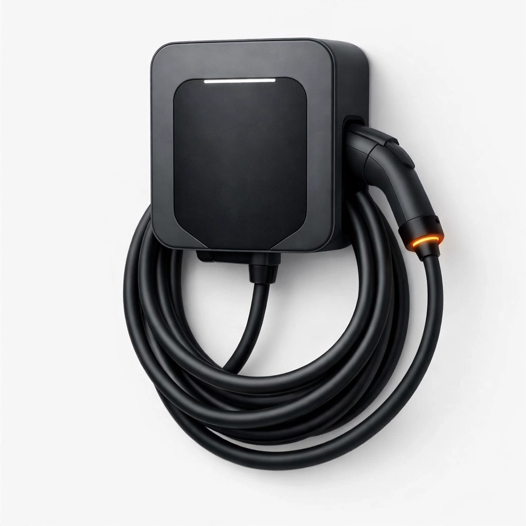 Moderne Wallbox Ladestation für Elektroautos zur Nutzung von Photovoltaik-Überschussstrom.