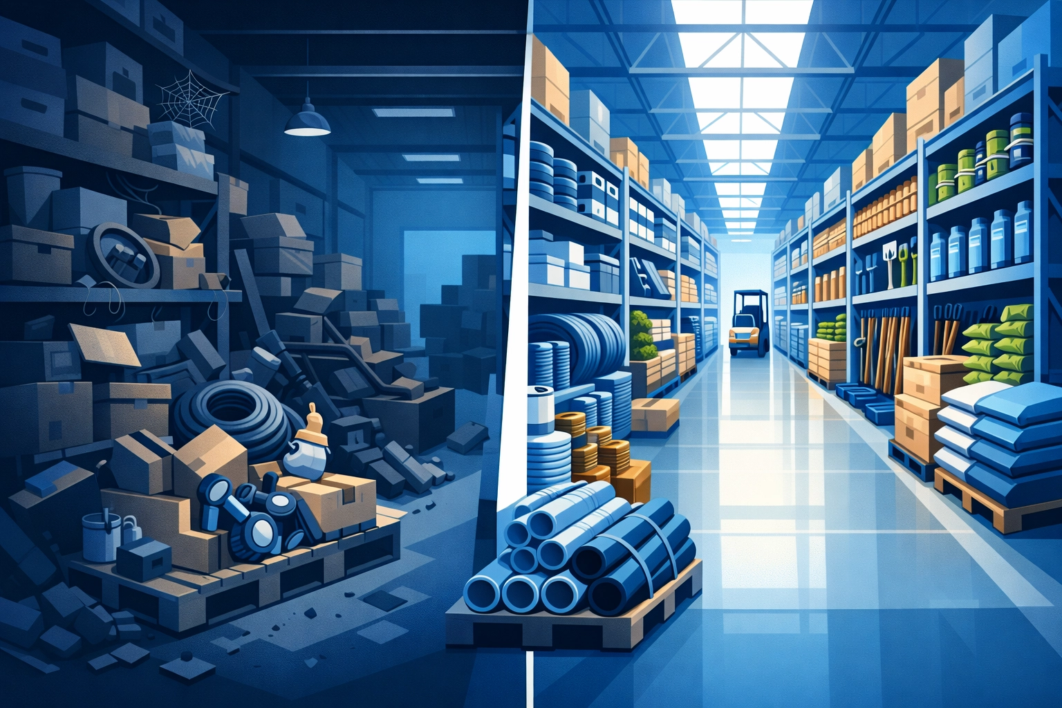 Clearing dead stock in a warehouse to create optimized paths for high-velocity plumbing supplies.