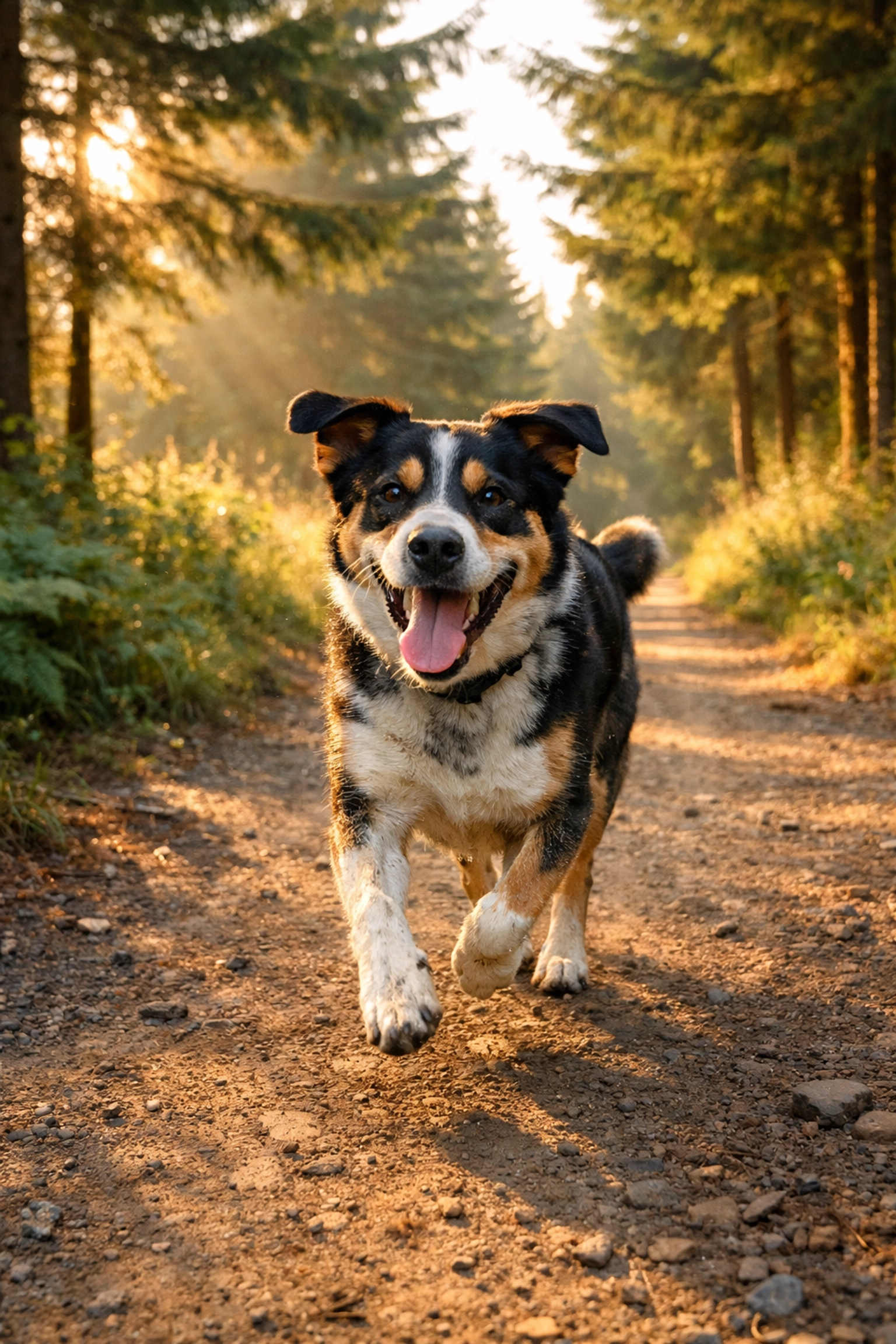 Happy dog on morning walk showing benefits of consistent daily exercise routine