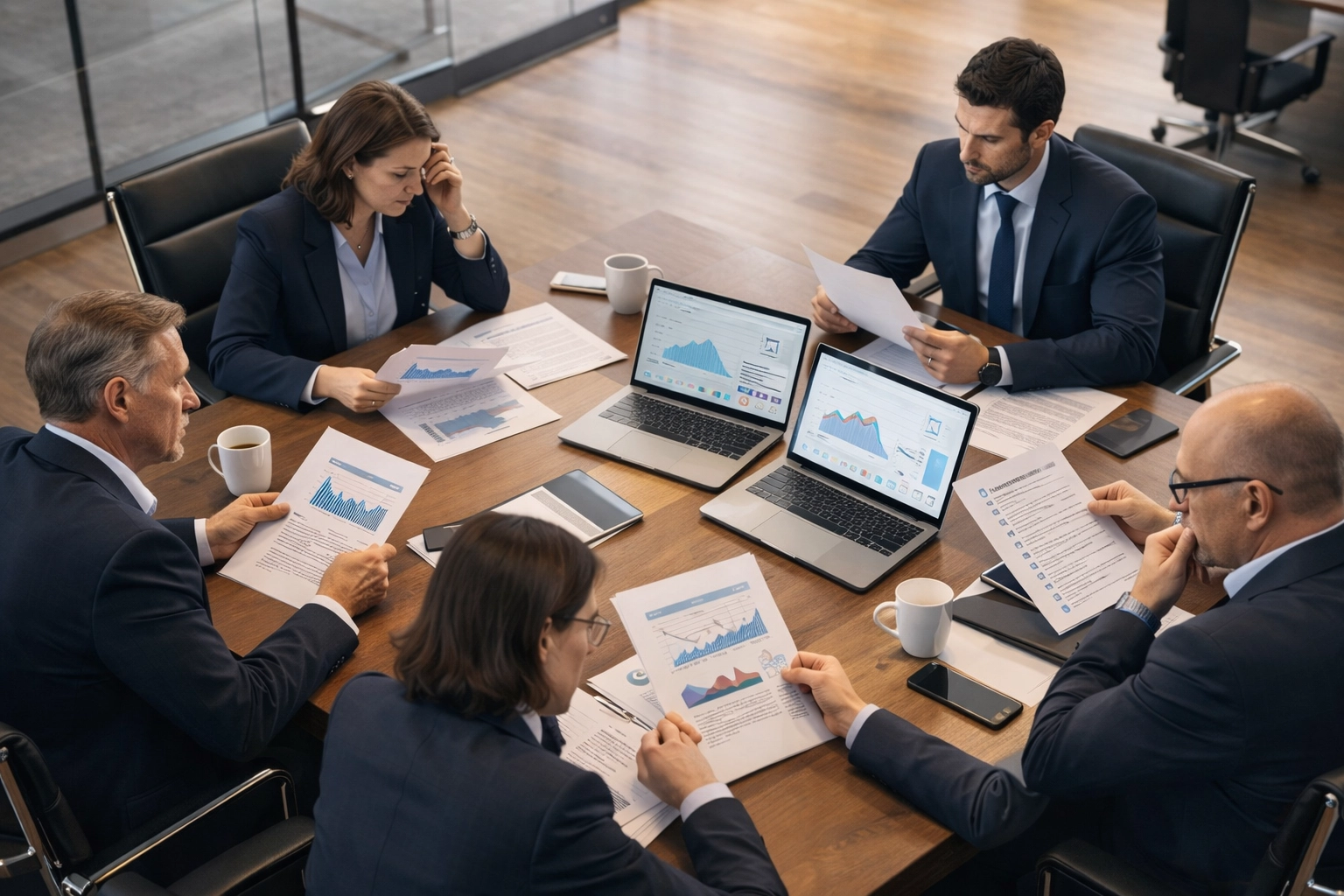 Business team analyzing declining ServiceNow ROI metrics and partner certification impact