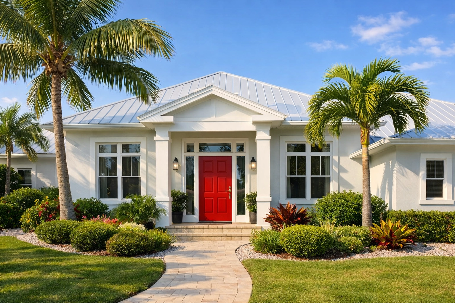 Modern Florida home with palm trees showing homeownership options to avoid foreclosure on Treasure Coast