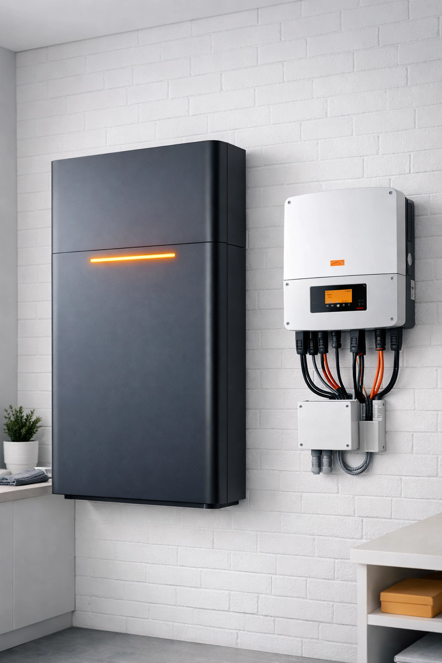 Modern solar battery storage system and inverter installed in a home to bypass Maharashtra's net billing rules.