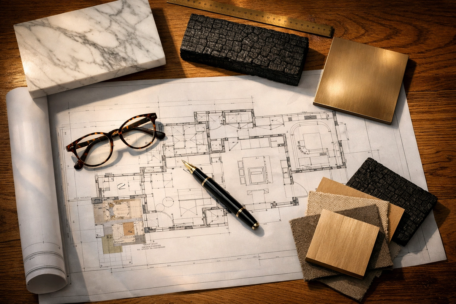 Custom home builders Ontario planning a Net-Zero project with premium sustainable material samples.