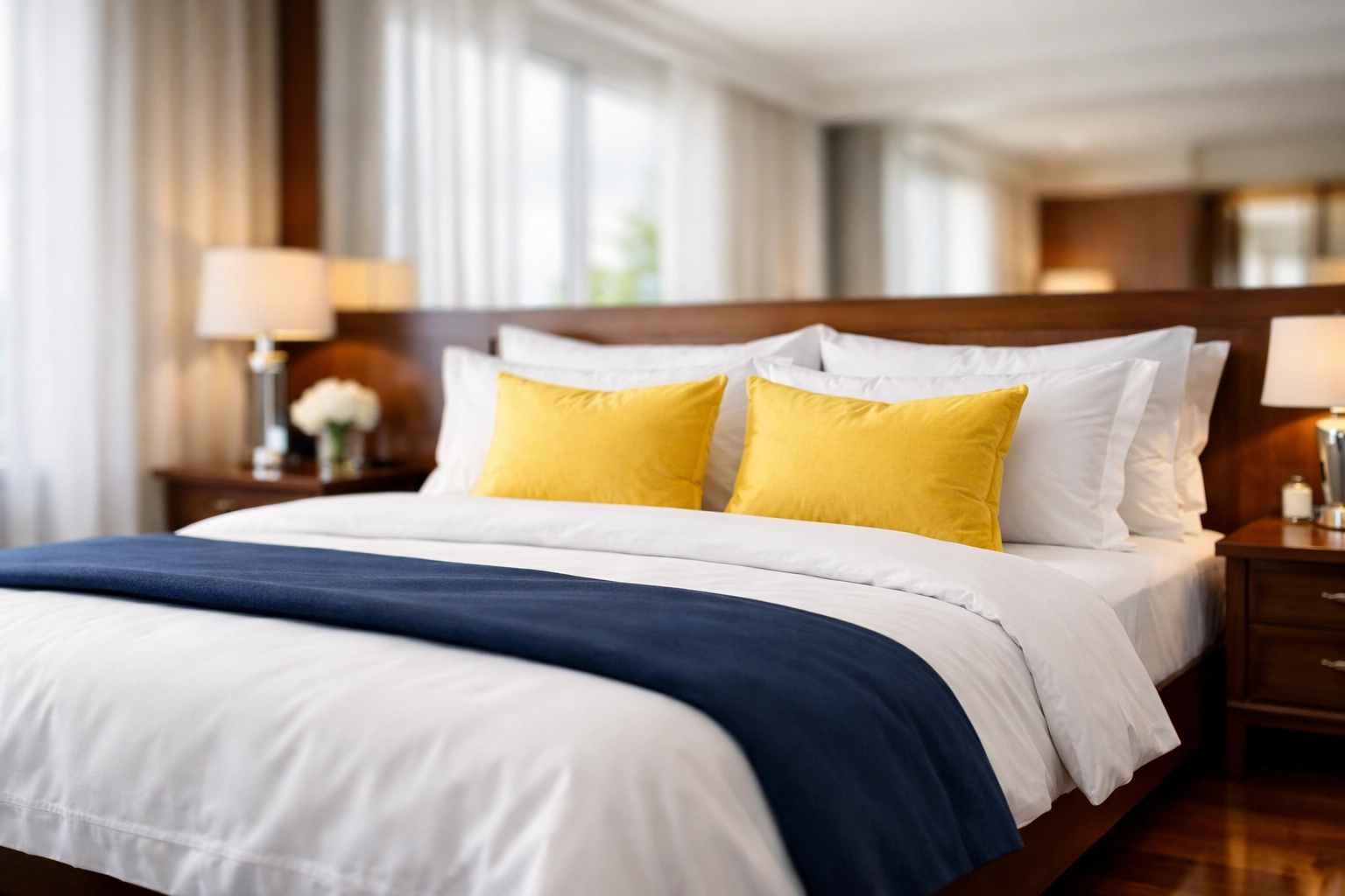 Professional house cleaning Pepperell MA delivers a pristine master bedroom with luxury standard cleanliness.