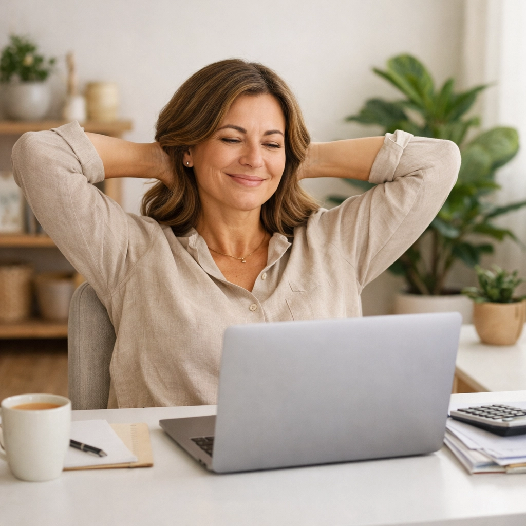 Business owner viewing financial reports on a laptop, benefiting from affordable bookkeeping services and project clarity.