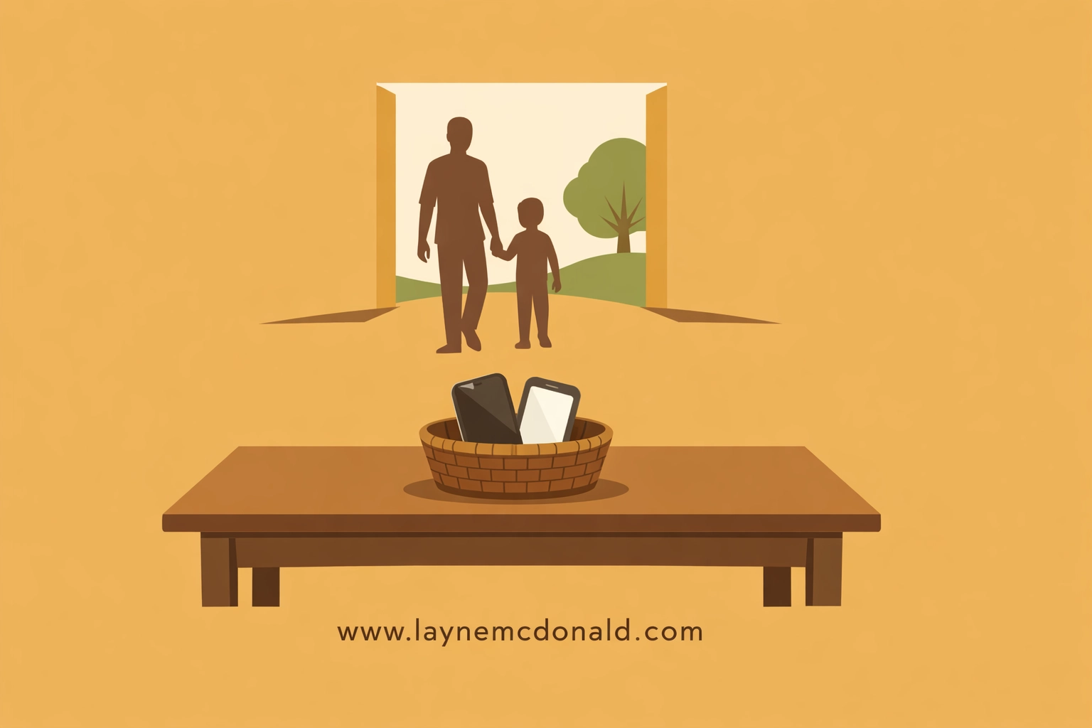 Family practicing screen-free habits by putting phones aside to enjoy time together outdoors.