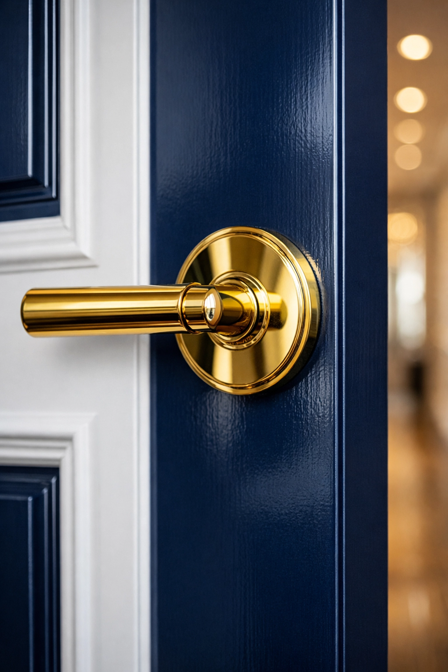 Detailed view of a spotless brass handle showing the precision of a Newton luxury deep cleaning service.