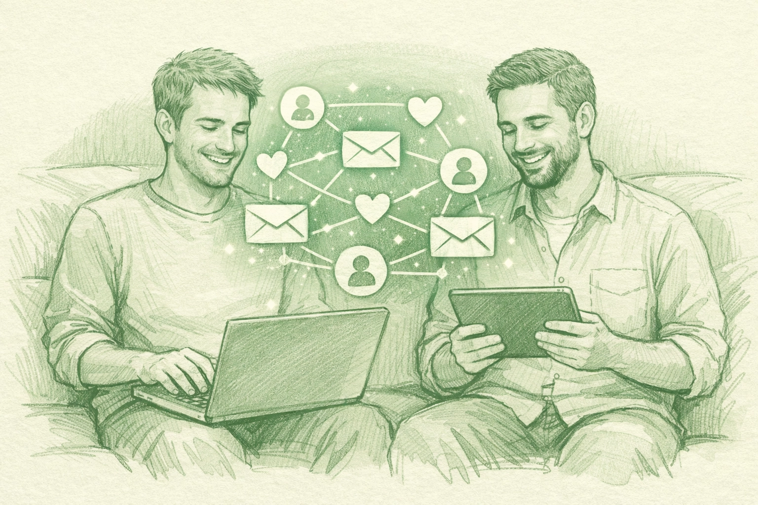 LGBTQ+ author couple building reader community and email connections through direct bookstore sales