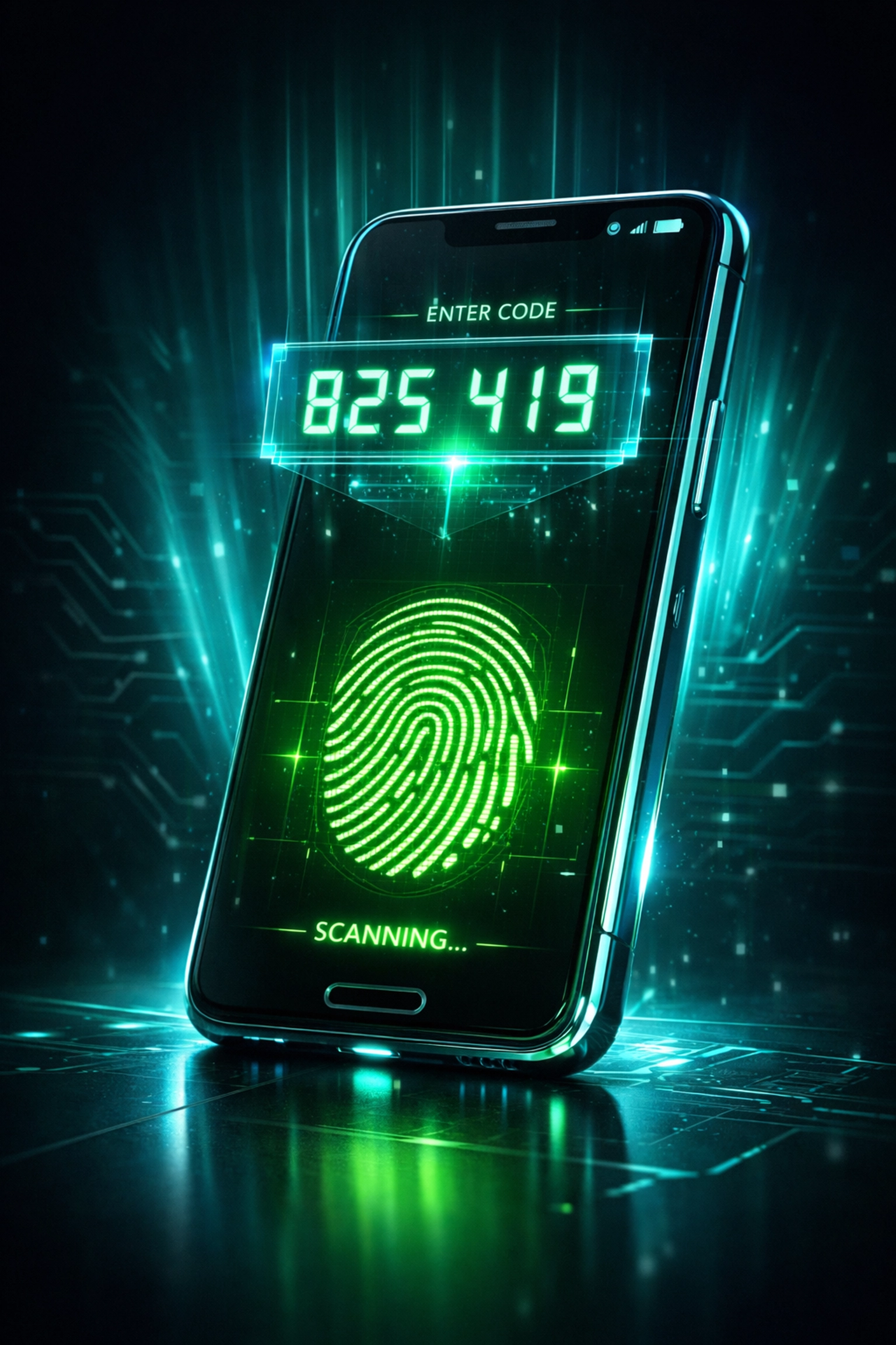 Multi-factor authentication on smartphone with fingerprint scanner and security code verification