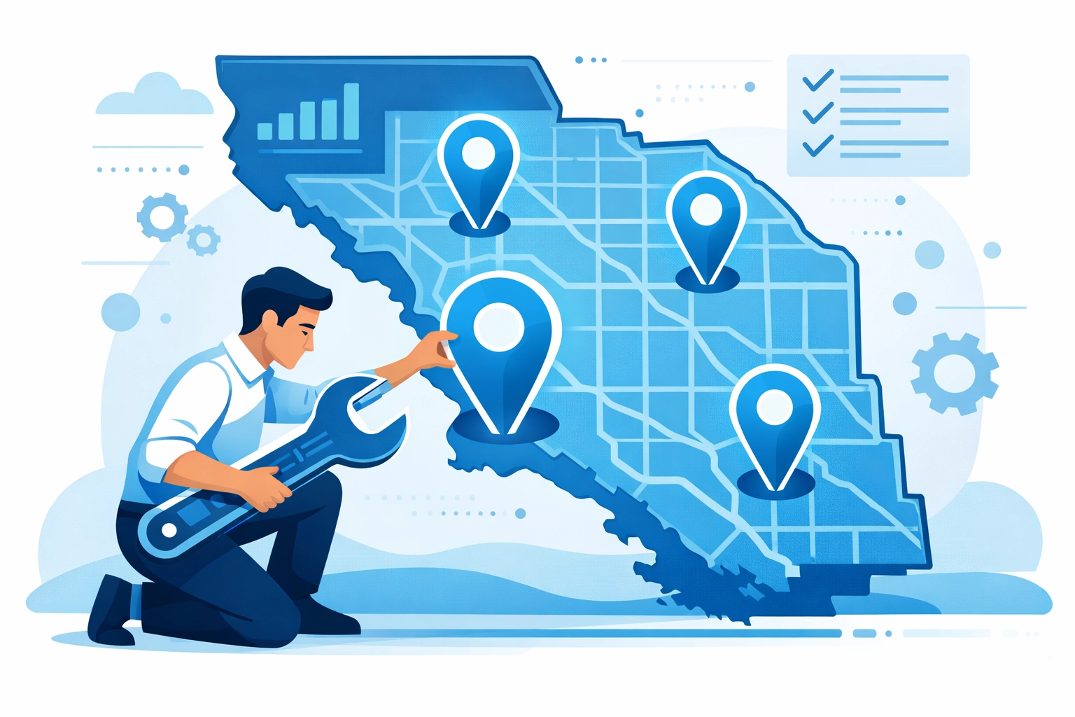 Local SEO services illustration showing citation audit and cleanup for brands in Monmouth County.