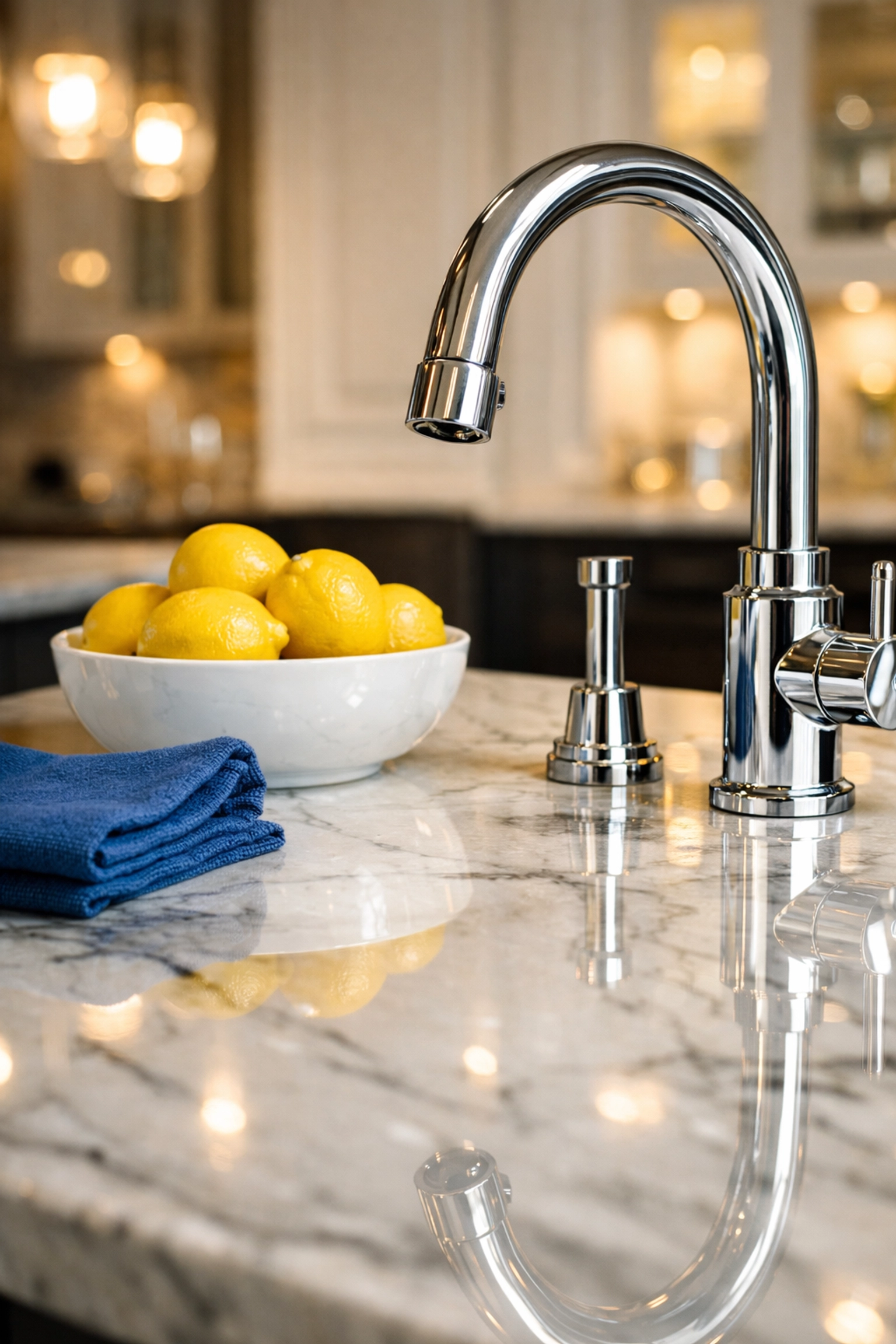 Detailed view of a sanitized kitchen countertop after professional deep cleaning Worcester MA.