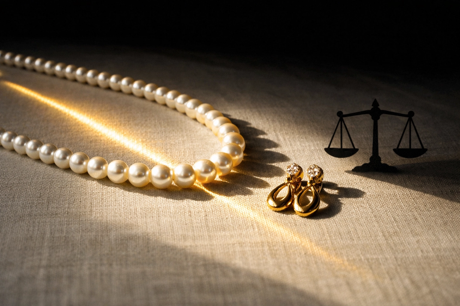 Pearl necklace and gold earrings representing fair market value for estate jewelry buyers in Columbus.