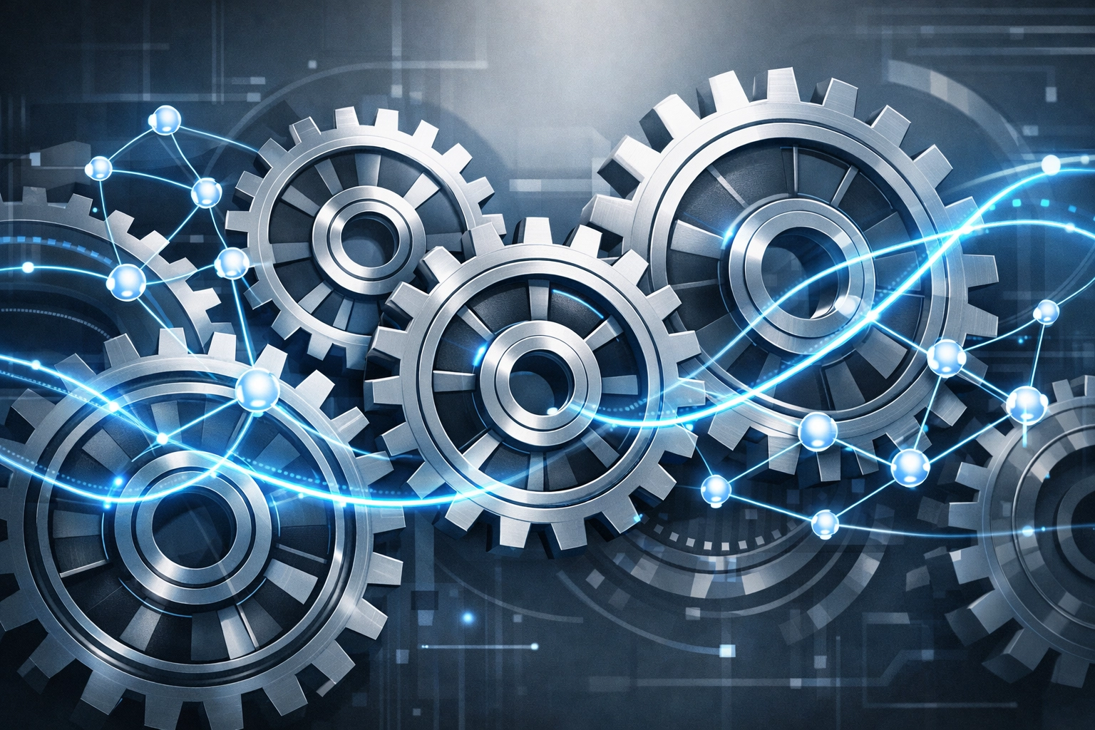 Interconnected nodes representing network optimization and efficient managed IT services.