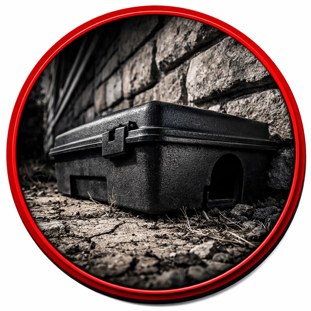 Effective rodent bait station placement for discreet pest control in a Coolidge, Arizona backyard.