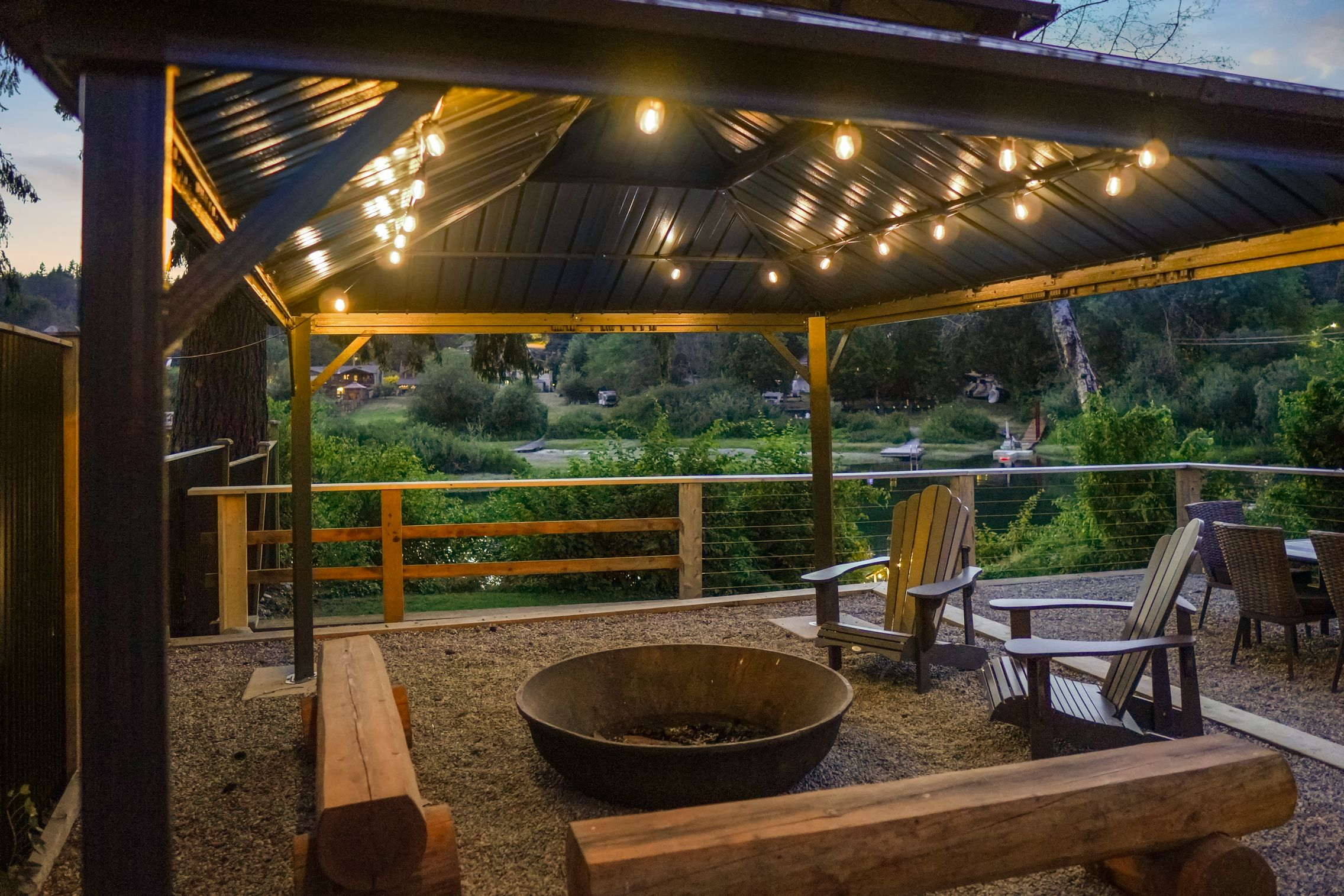 Riverside gathering area with the firepit