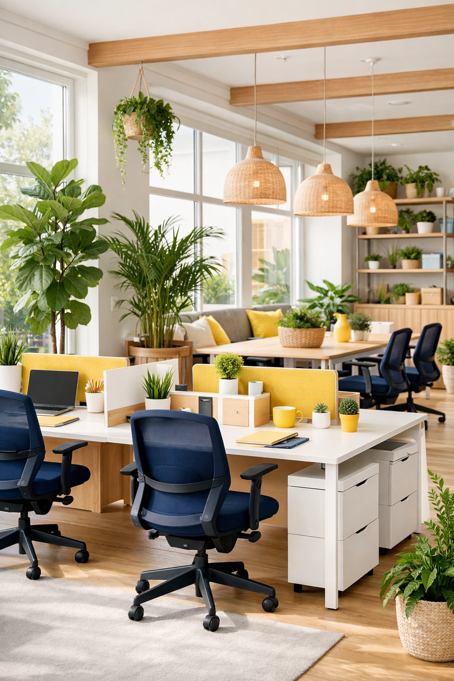 Modern sustainable office in Worcester maintained with eco-friendly commercial cleaning methods.