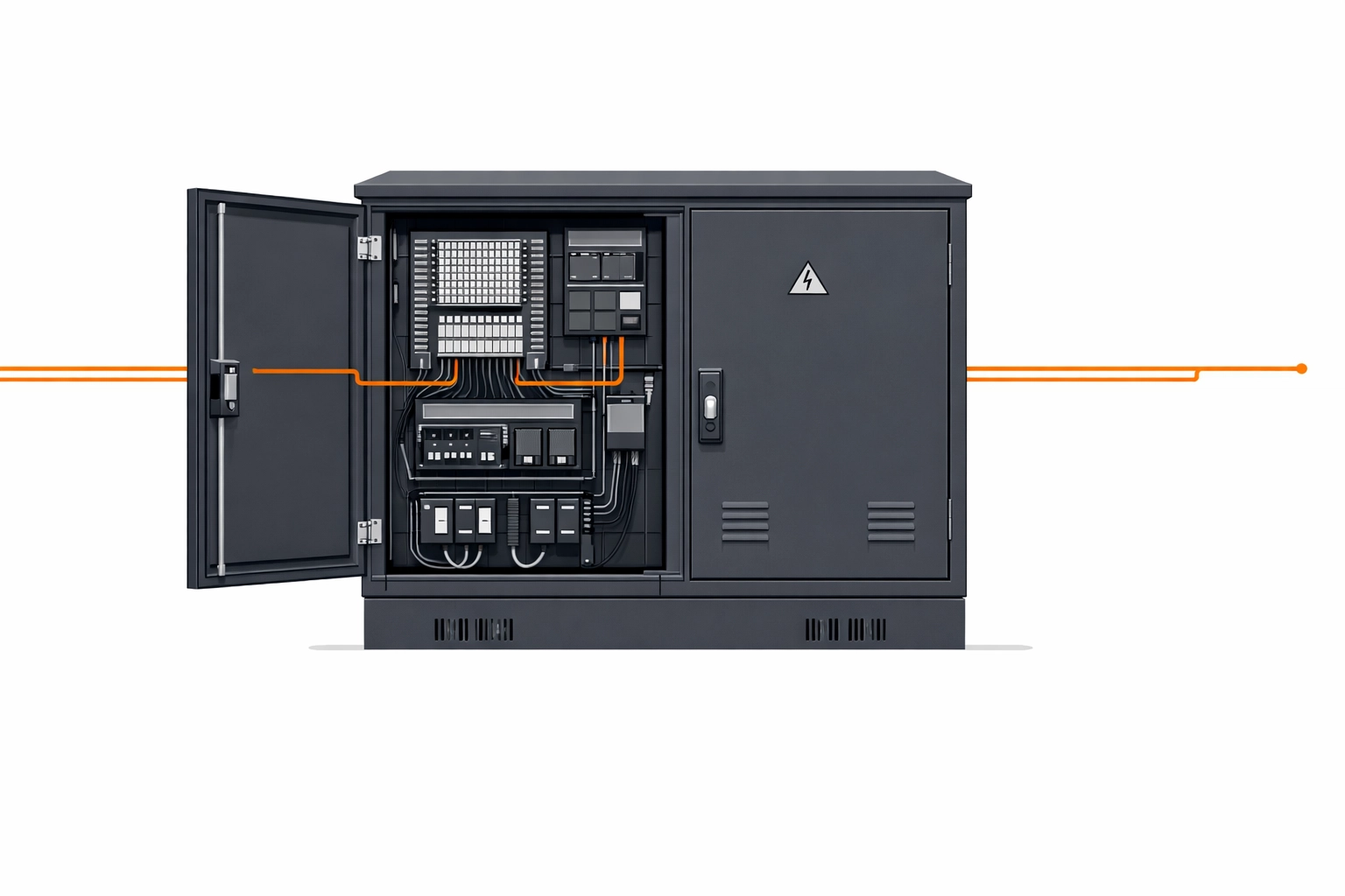 Technische Illustration eines Wiener Kabelverteilerschranks der städtischen Stromversorgung.