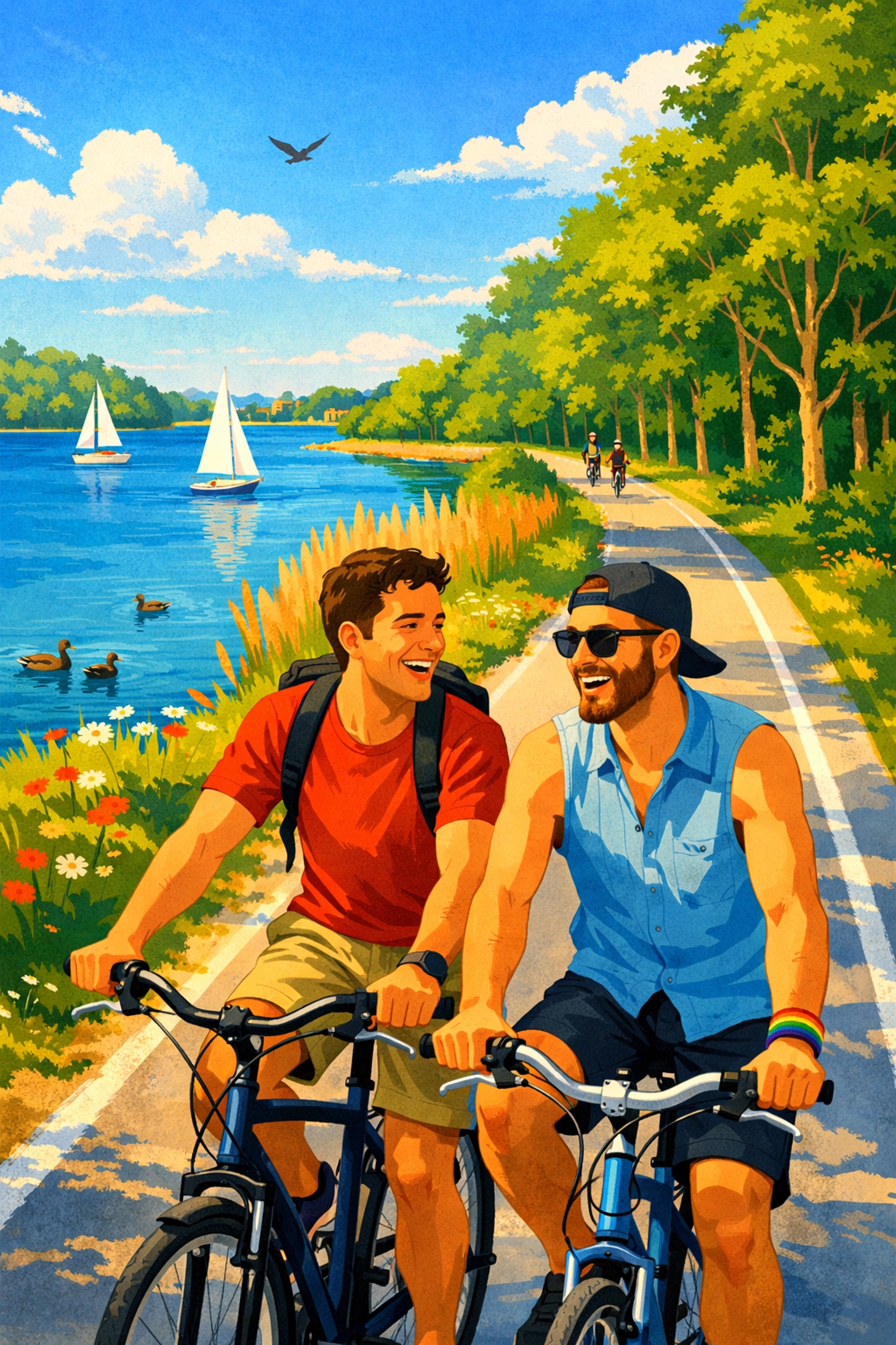 Cycling to Nieuwe Meer naturist beach along Amsterdam's scenic bike path