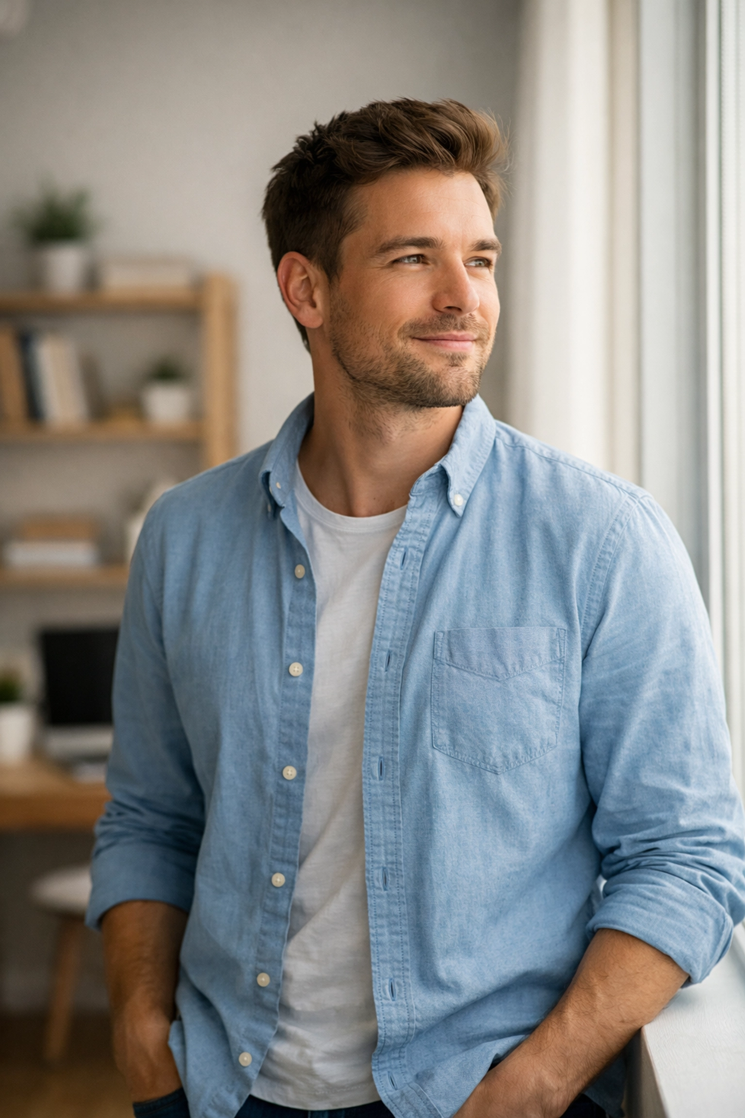 Confident man in a bright office applying for an instant payday loan canada with no credit check.
