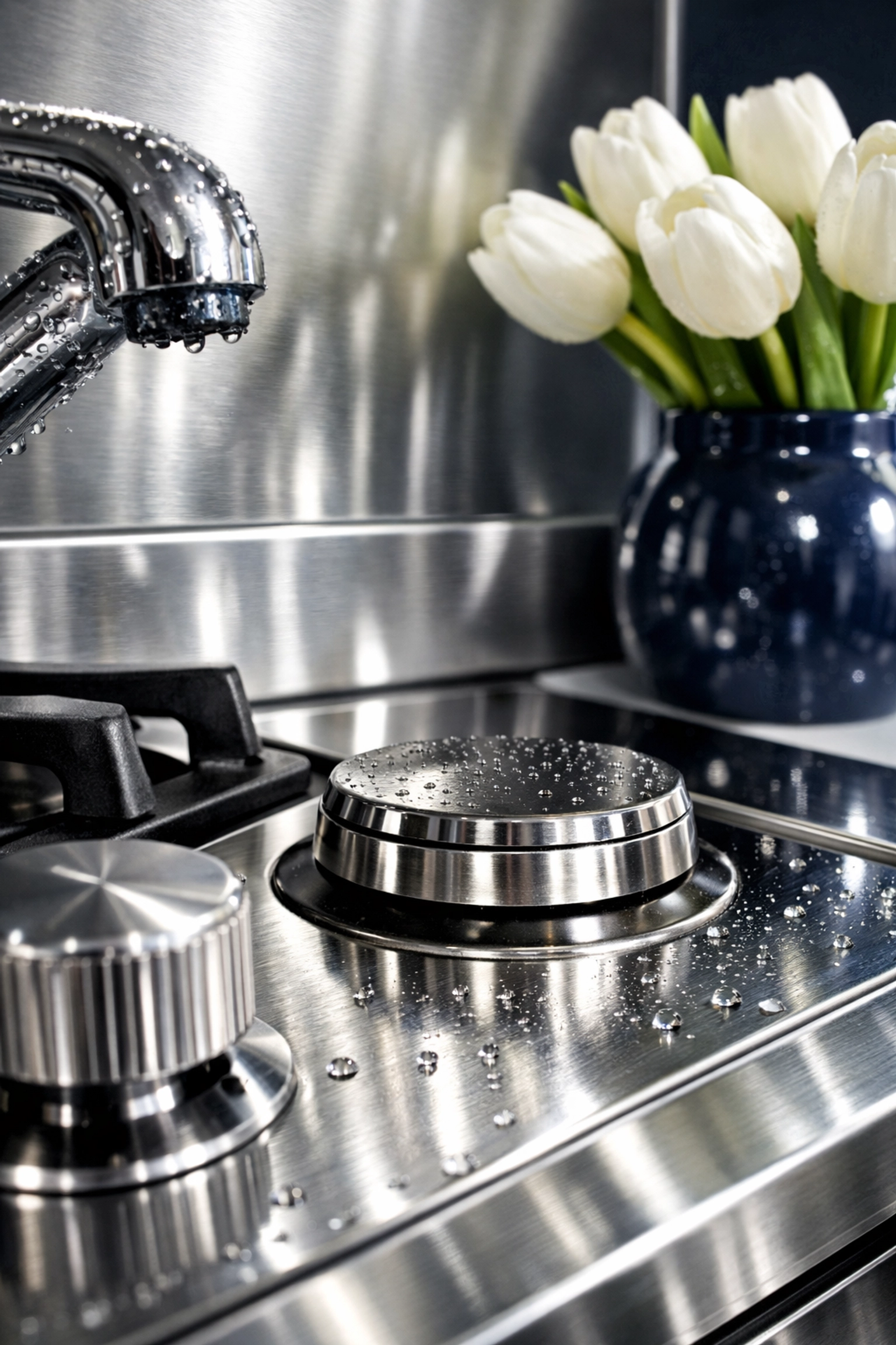 Spotless modern kitchen stovetop after professional maid services Worcester and move-out cleaning.