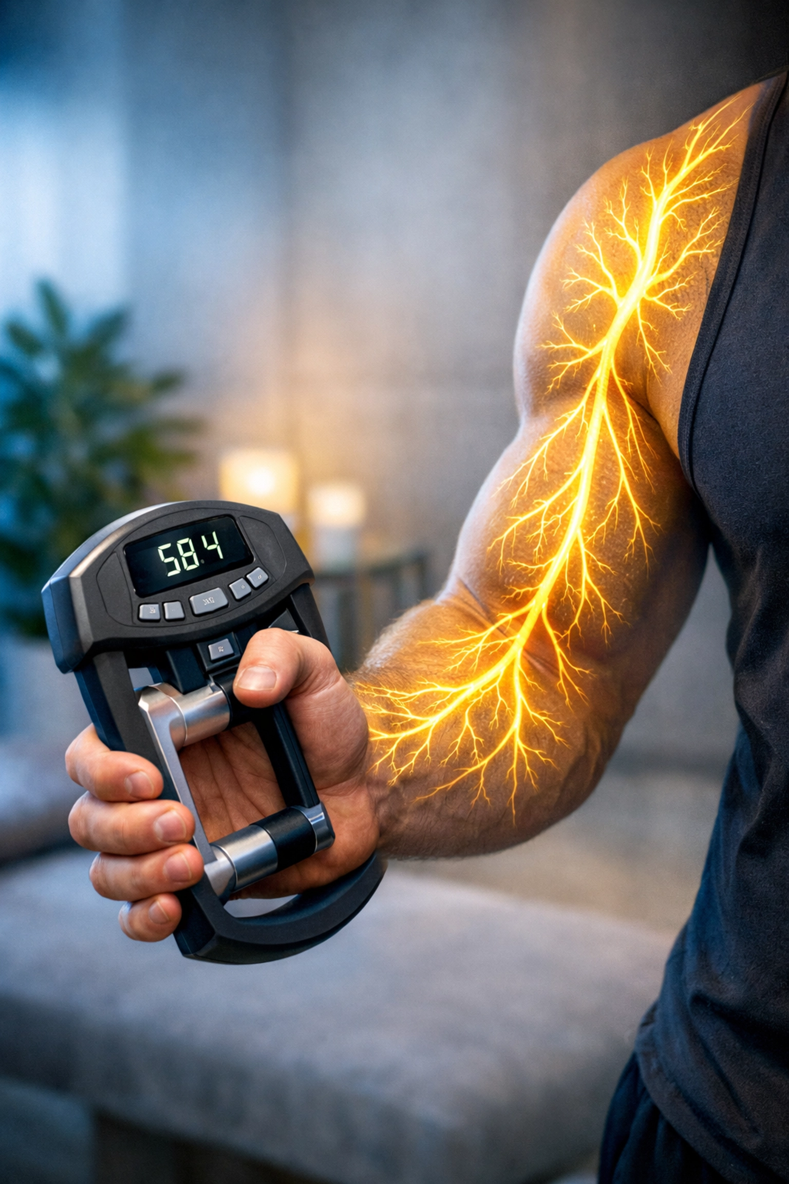 A digital hand dynamometer test showing the connection between grip strength and the autonomic nervous system.