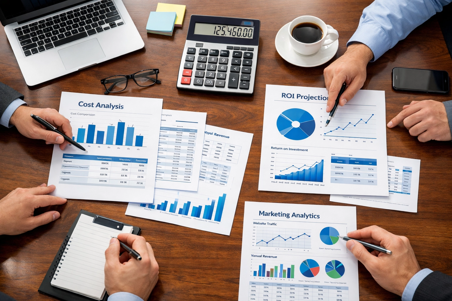 Marketing strategy meeting analyzing Super Bowl advertising costs and campaign ROI