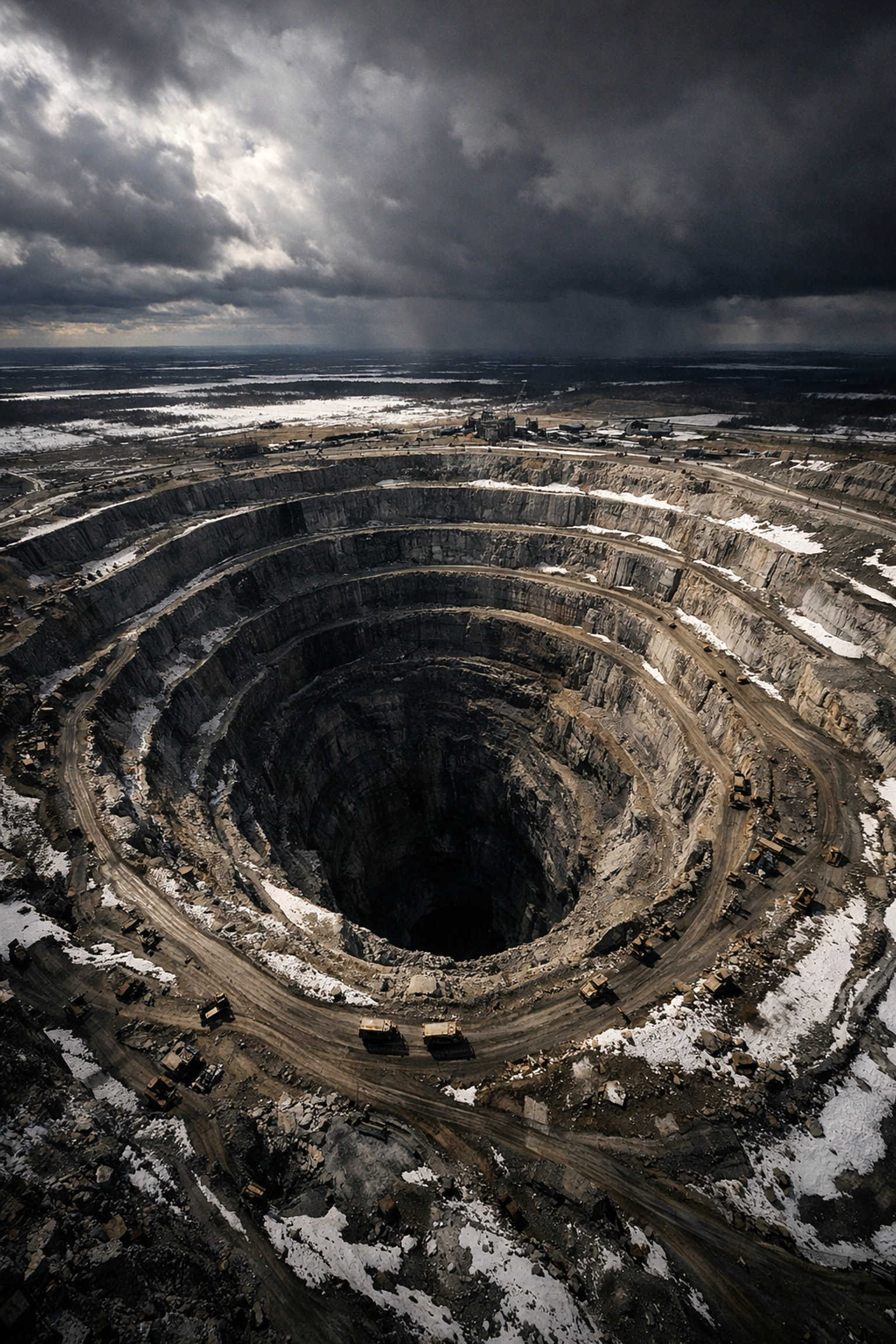 Aerial view of Northwest Territories diamond mine facing economic challenges and operational strain