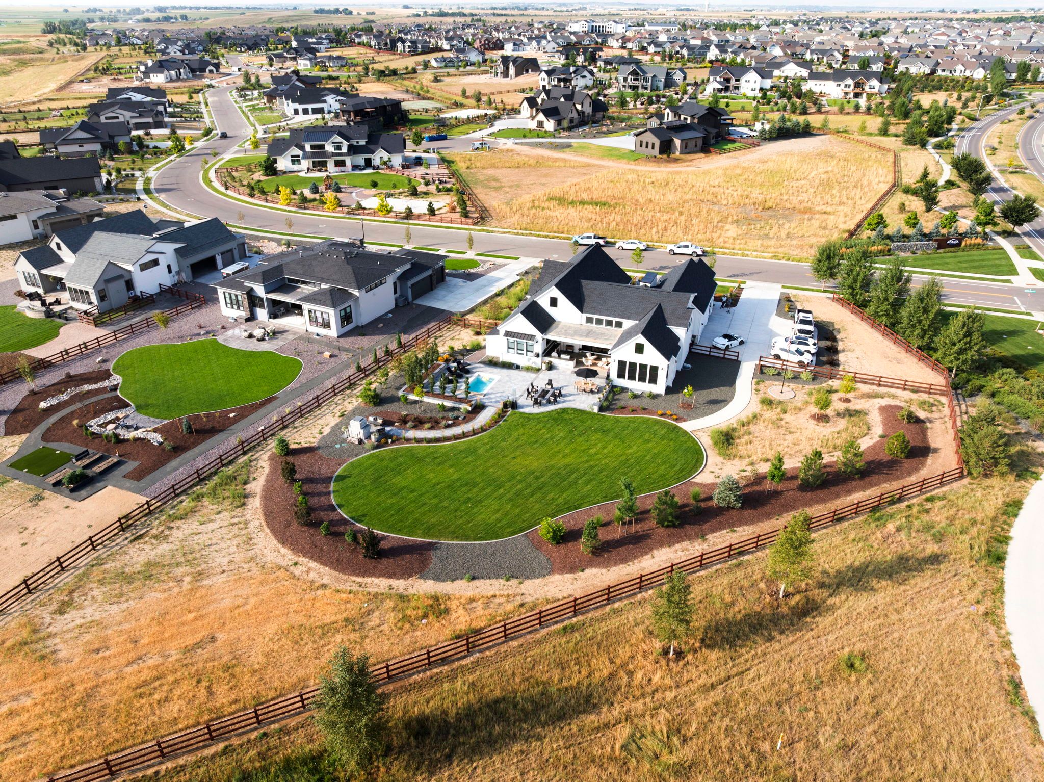 Aerial view of a sprawling Colorado development highlighting the layout and neighborhood