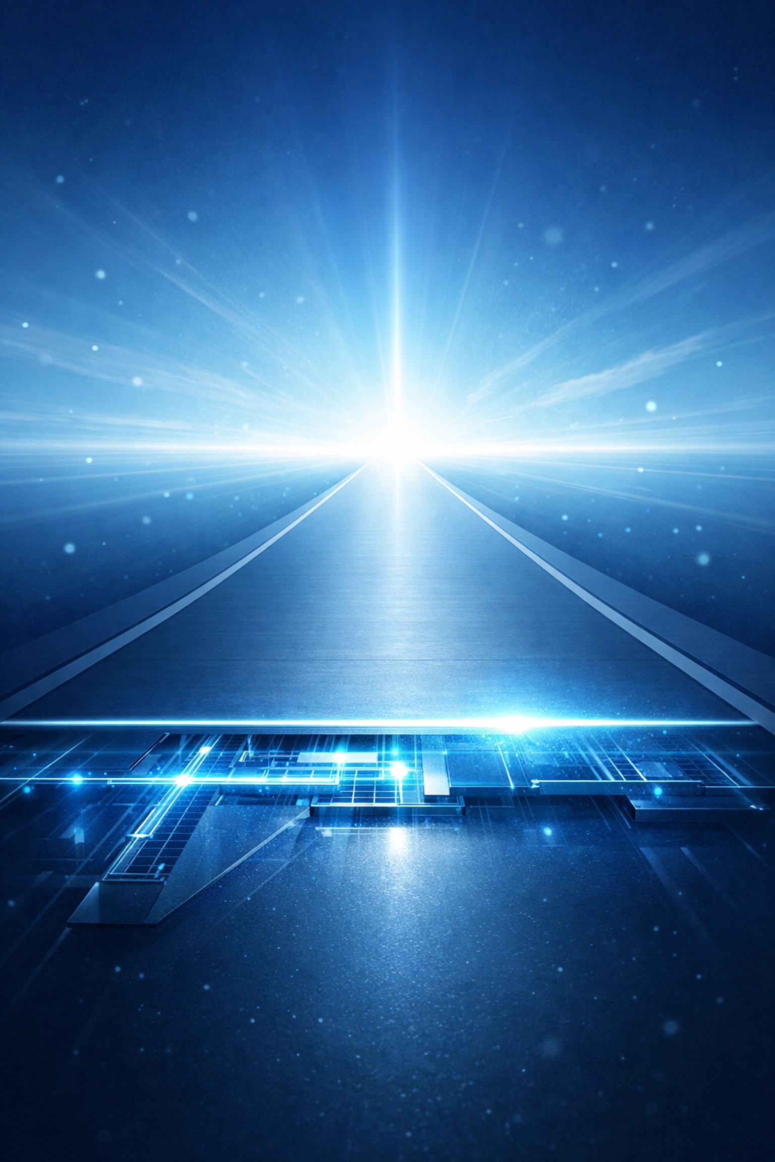 A luminous digital pathway showing a secure foundation and roadmap for growing businesses to manage cyber risks.