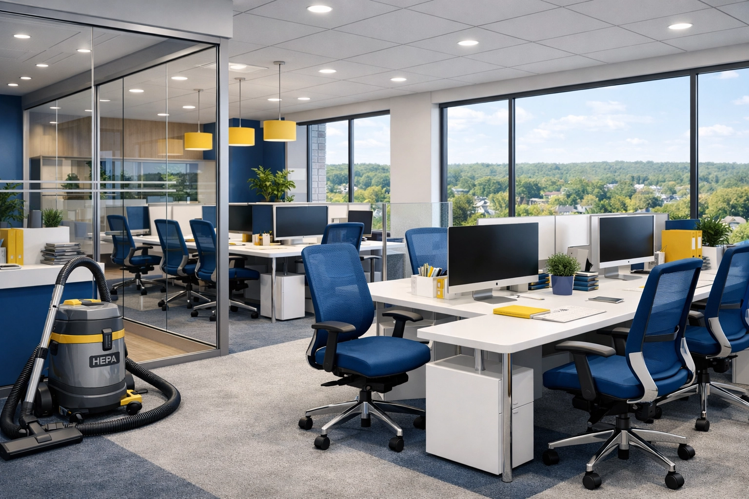 Sleek office environment in Massachusetts maintained by professional commercial deep cleaning Littleton.