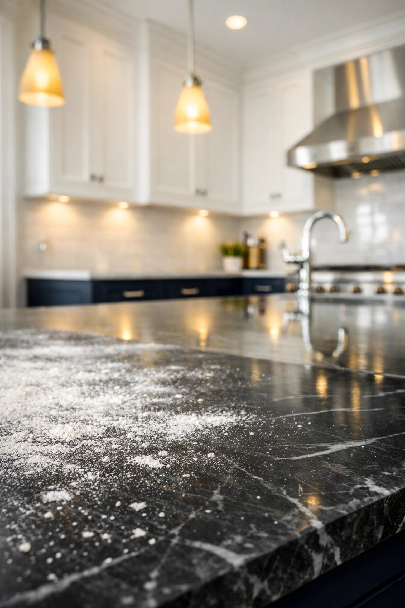 Boston kitchen remodel highlighting the impact of professional post-construction cleaning services on drywall dust.