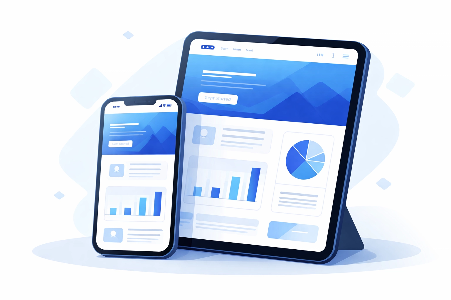 Vector of smartphone and tablet showing a mobile-friendly, responsive website design to highlight mobile UX