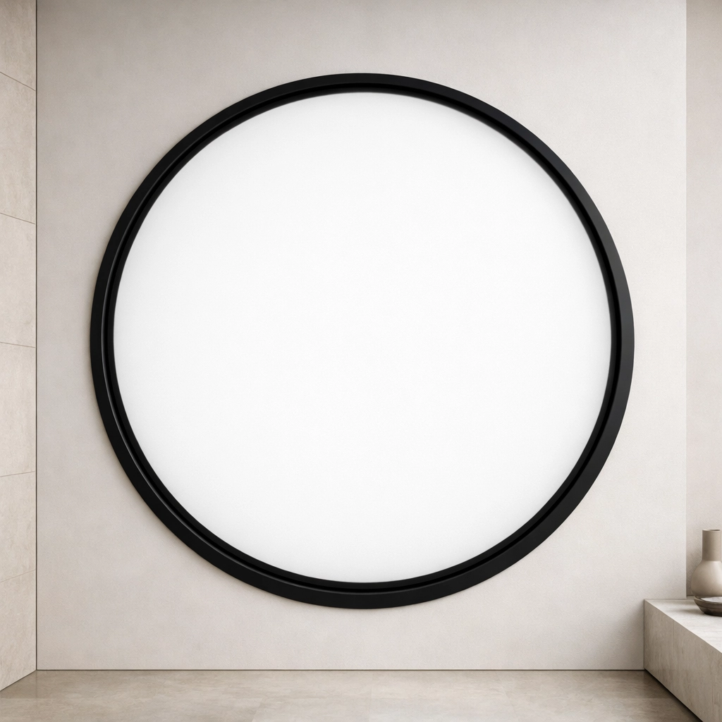 Precision-cut switchable smart film on a circular window ensuring total privacy with no gaps.
