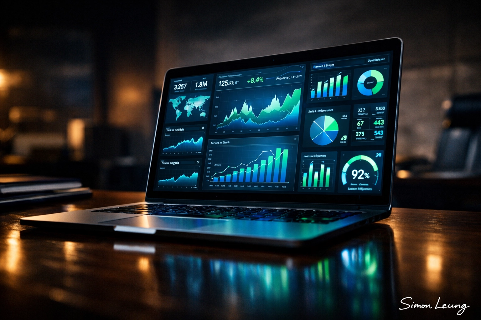 Business intelligence dashboard displaying real-time metrics and KPI data