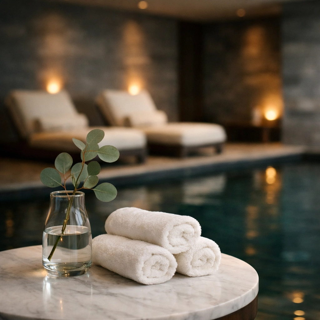 Luxury boutique hotel spa and indoor pool, highlighting premium amenities and elevated guest stays.