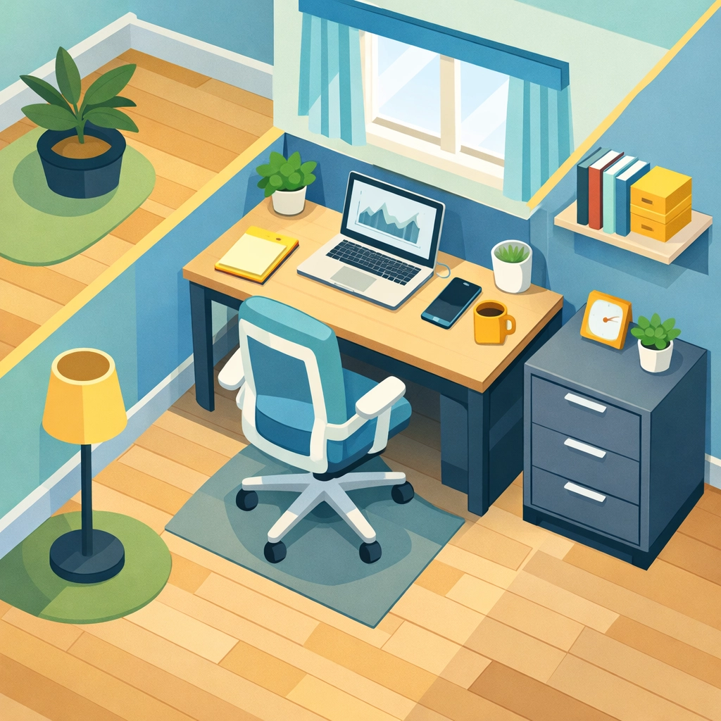 Home office workspace setup for claiming business deductions on tax return