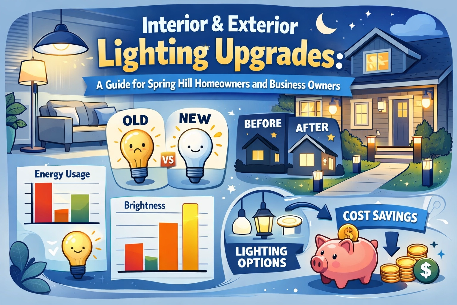 [HERO] Interior & Exterior Lighting Upgrades: A Guide for Spring Hill Homeowners and Business Owners