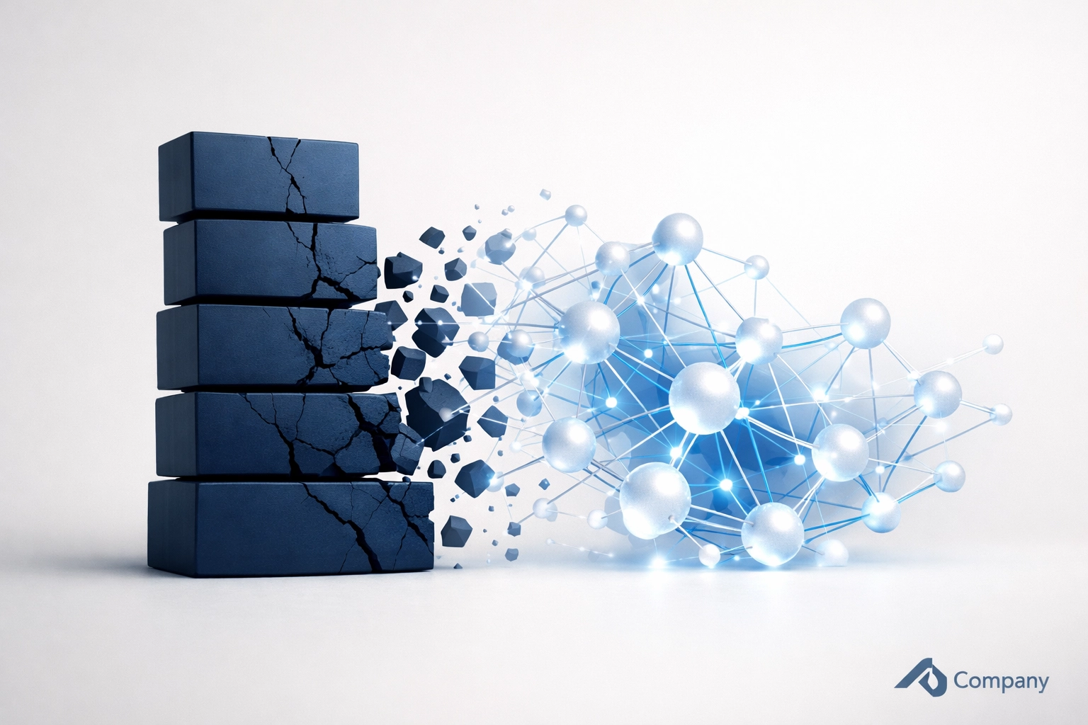 Abstract visual representing the transition from rigid planning to a flexible organizational agility framework.