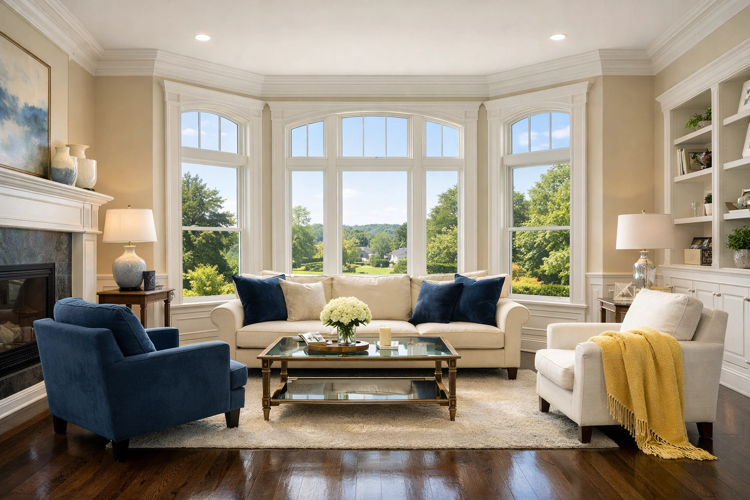 Pristine Newton MA living room cleaned by a professional and reliable house cleaning service Newton MA.