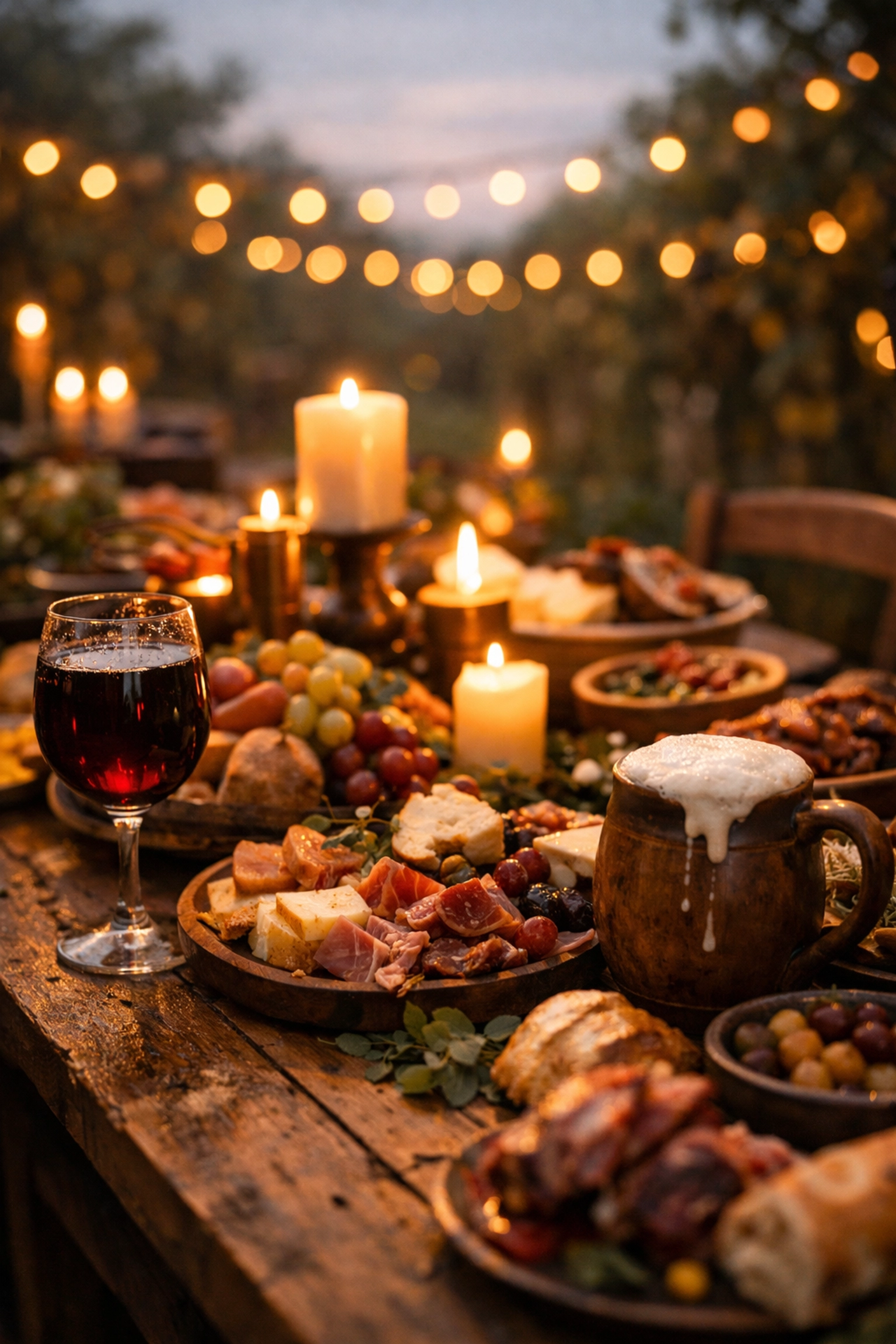 Abundant dinner table with overflowing cups showing God's provision in Psalm 23