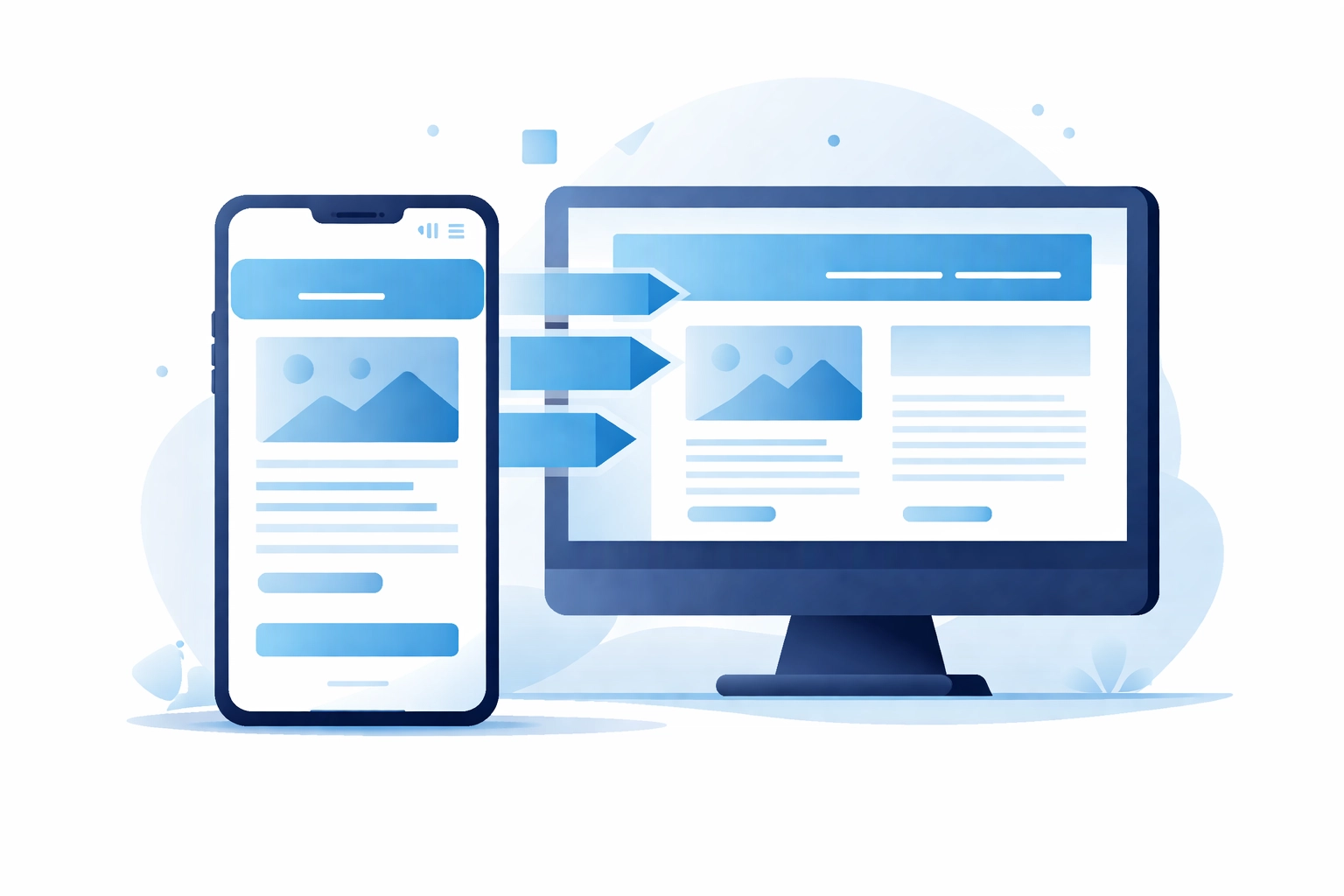 Illustration of smartphone and desktop monitor side by side, highlighting mobile-first website design approach