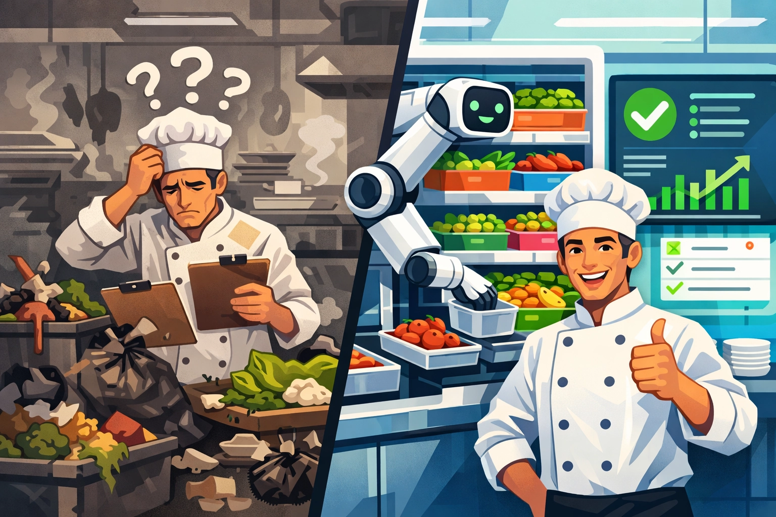 AI-powered restaurant kitchen transformation from food waste to efficiency