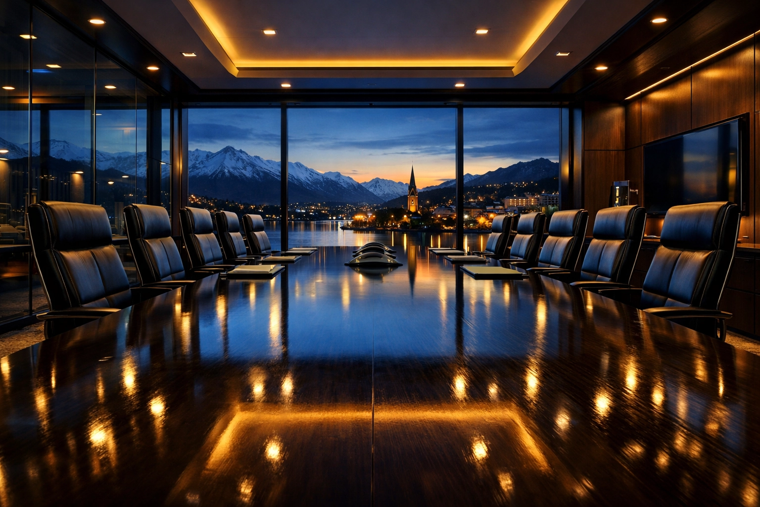 Spotless executive boardroom in Marlborough following a professional commercial cleaning service.