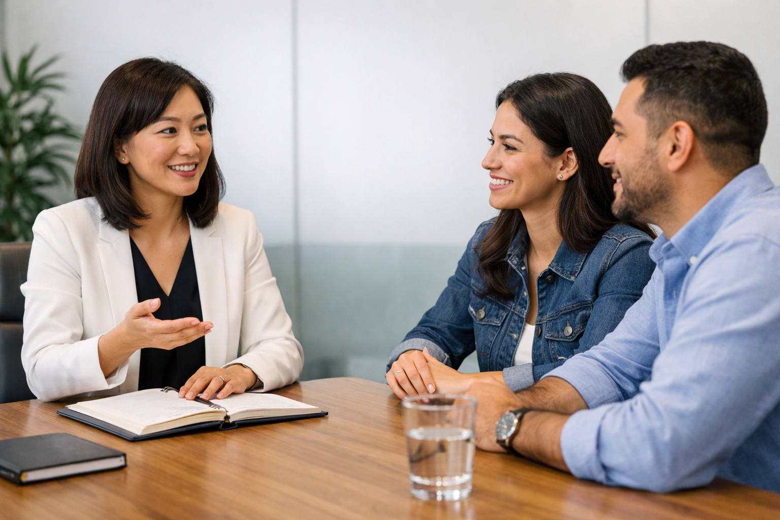 Professional tax consultant meeting with clients to discuss 2026 tax deadlines and filing strategies.